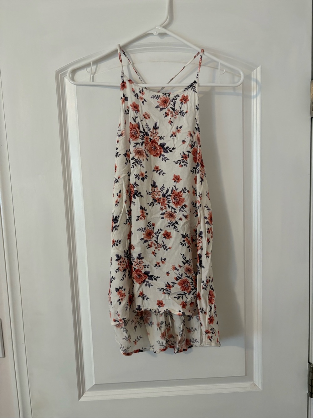 Floral Spaghetti Strap Top with Tie and Open Back